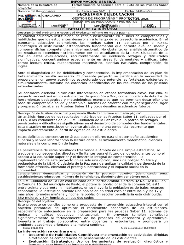 Fortalecimiento Académico Pruebas Saber 11 | PDF | Evaluación | Enseñando