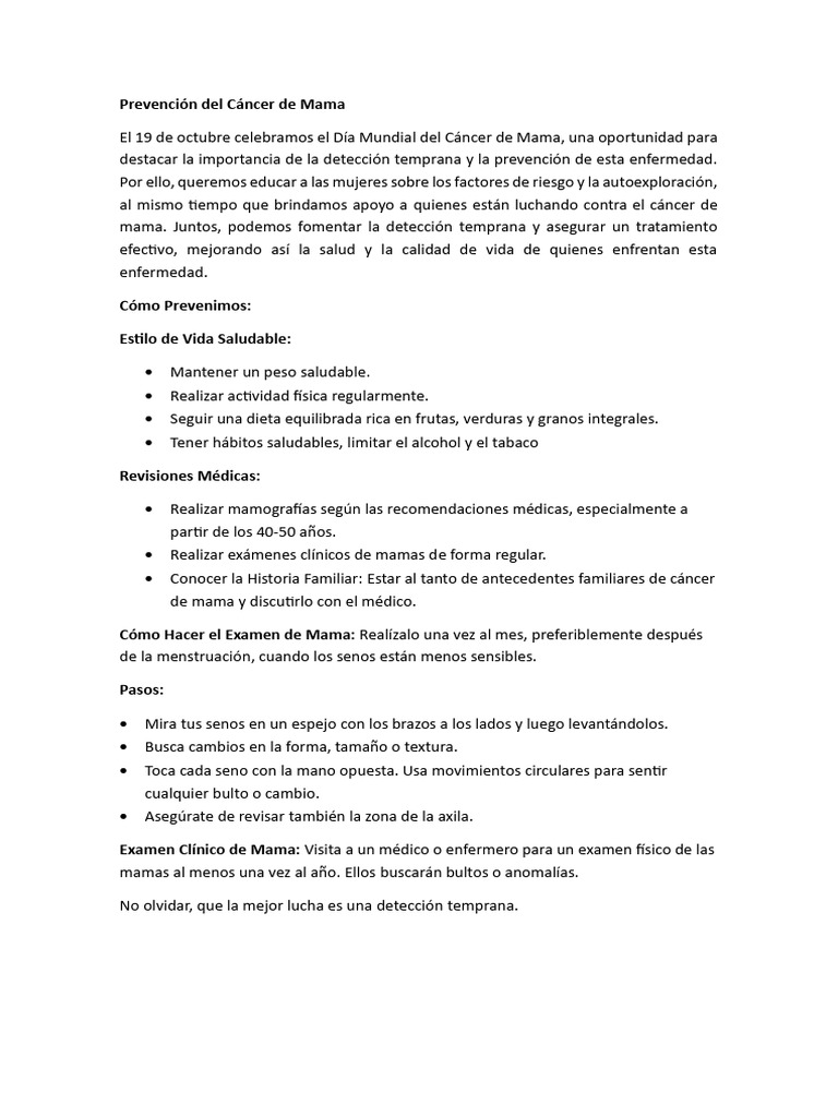 Prevención Del Cáncer de Mama | PDF