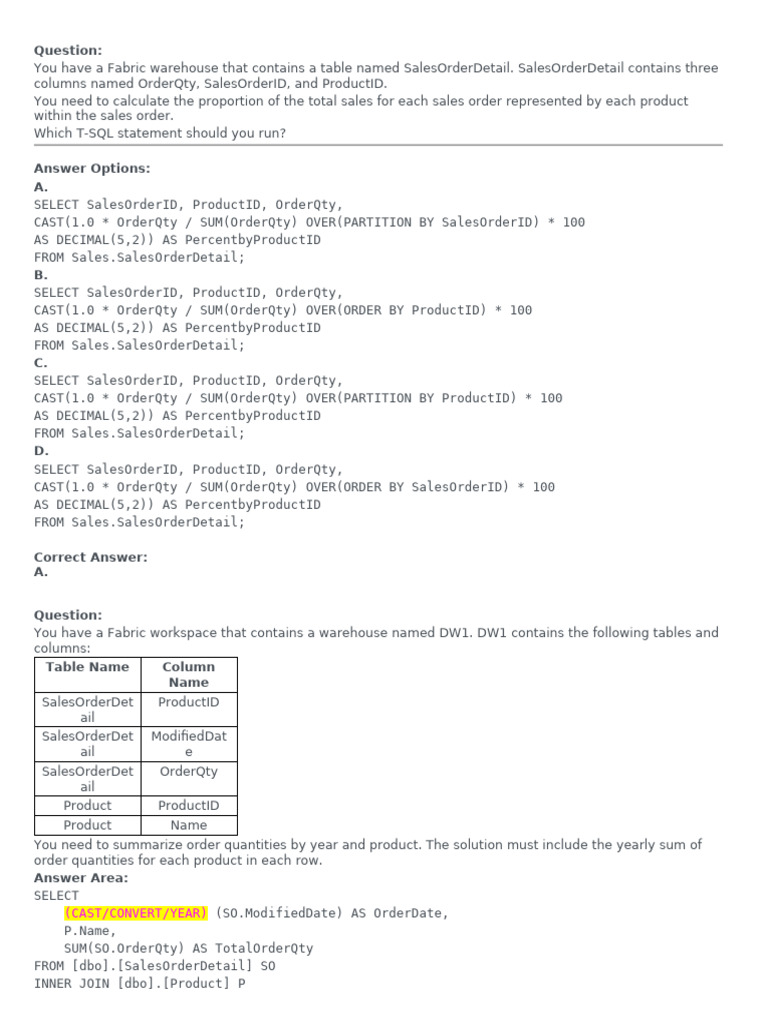T-SQL Queries for Sales and Data Analysis | PDF | Databases | Active ...
