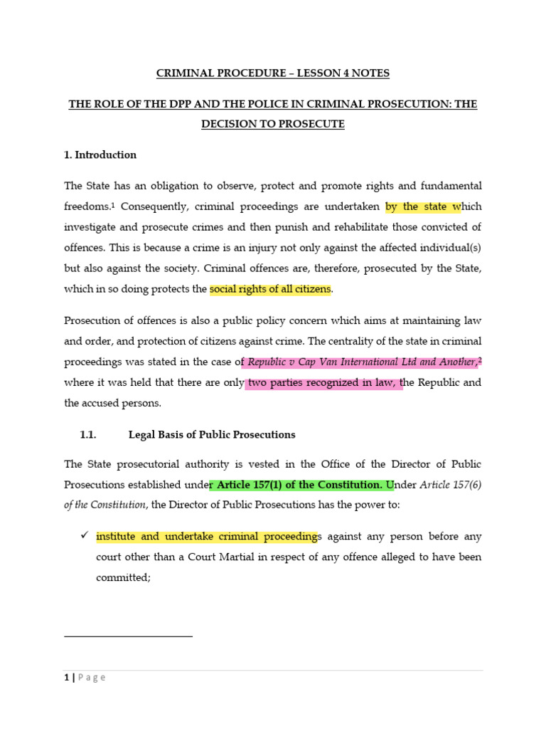 DPP and Police Role in Prosecution | PDF | Prosecutor | Criminal ...