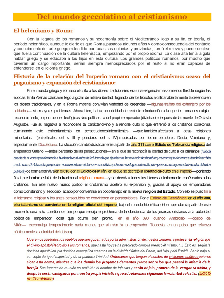 De Helenismo a Cristianismo en Roma | PDF | Constantino el grande ...