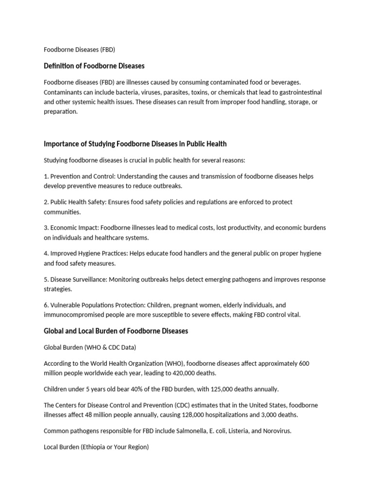 Understanding Foodborne Diseases and Impact | PDF