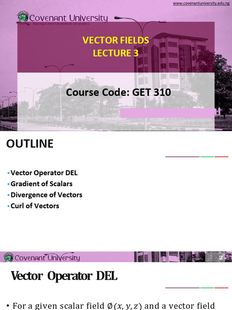 Vector Calculus: Operators and Examples | PDF