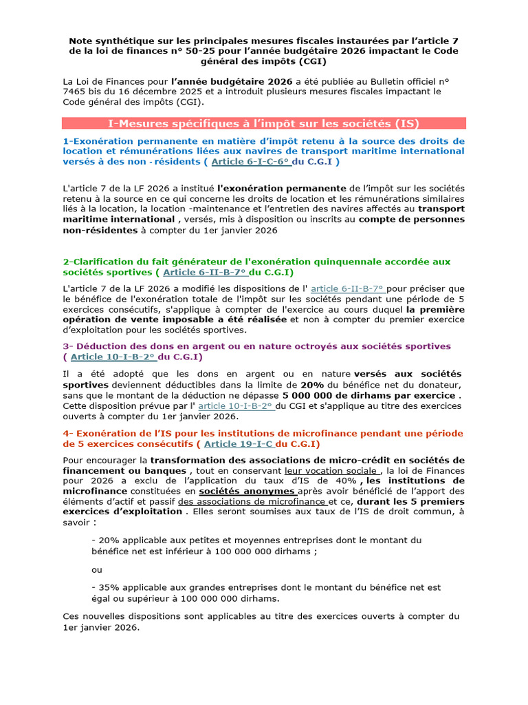Mesures fiscales de la LF 2026 au CGI | PDF | Retraite | Impôt sur le ...