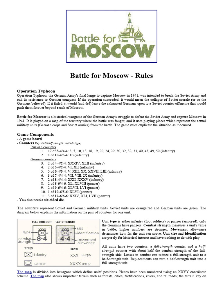 Battle for Moscow Wargame Rules | PDF | Battles And Operations Of World ...