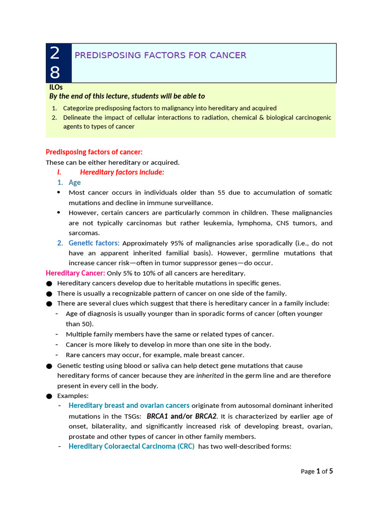 Cancer Predisposing Factors Explained | PDF | Cancer | Carcinogenesis