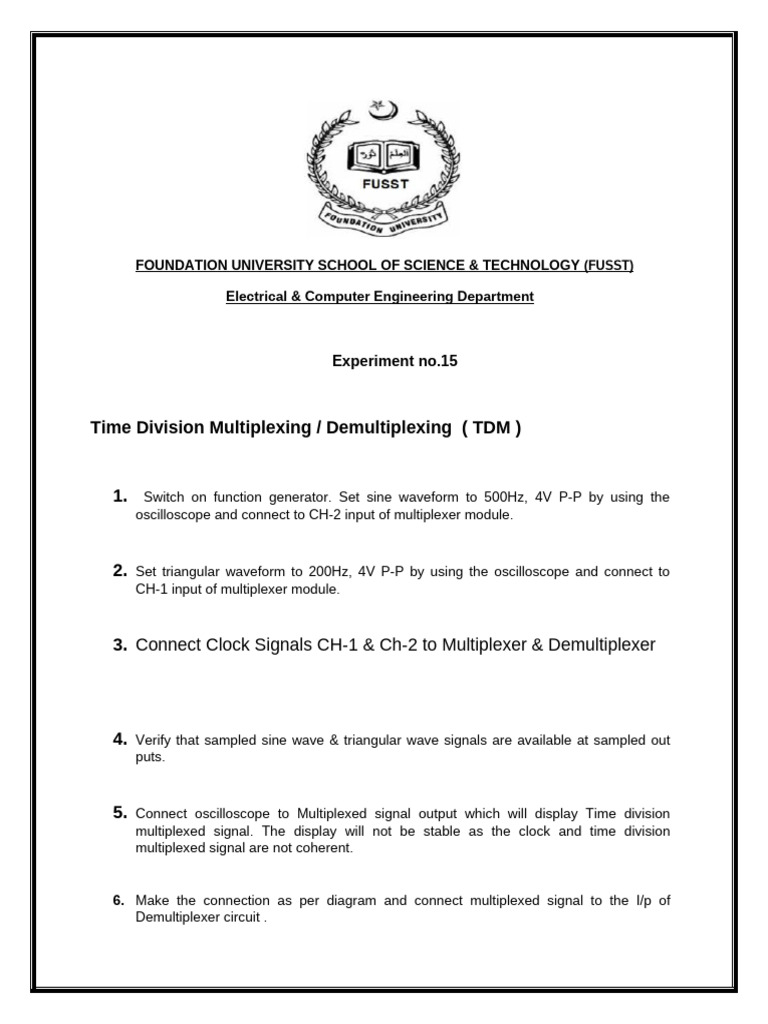 TDM Experiment Guide for ECE Students | PDF