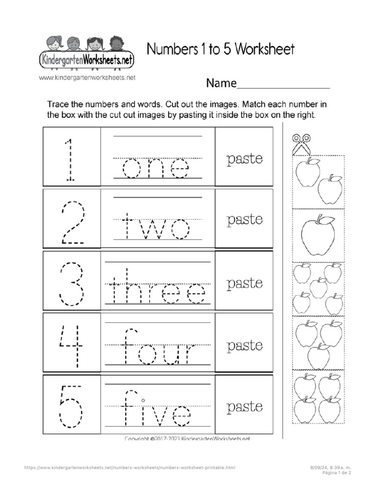 Free Printable Numbers 1 To 5 Worksheet | PDF