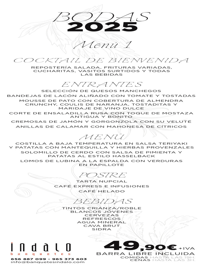 Menús de Bodas 2025 en Indalo Banquetes | PDF | Postres | Cocinando
