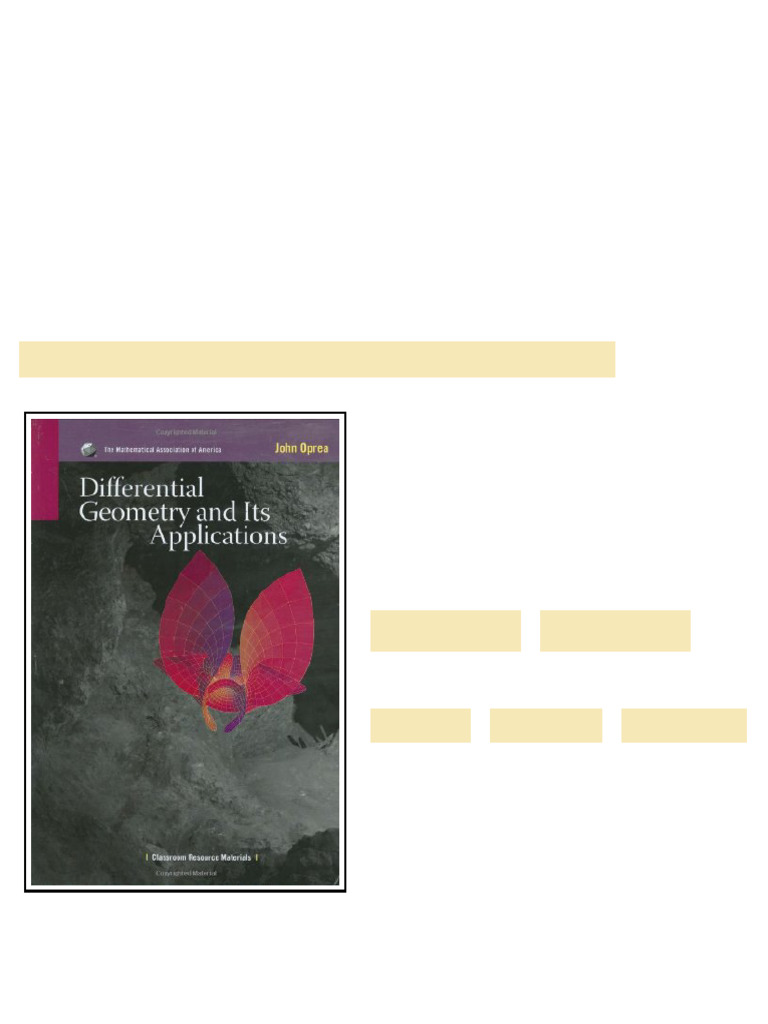 Differential Geometry and its Applications Classroom Resource Materials ...