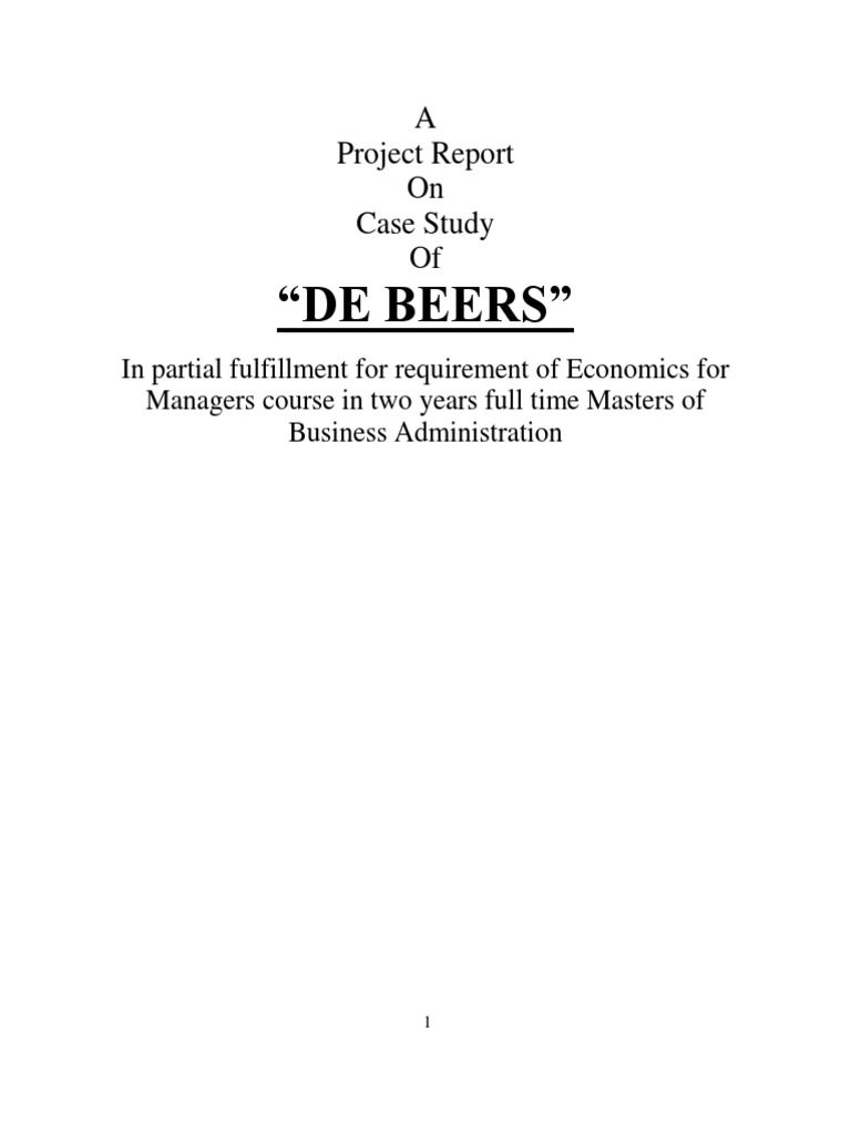 Harvard Business School Case Study, De Beers Monopoly