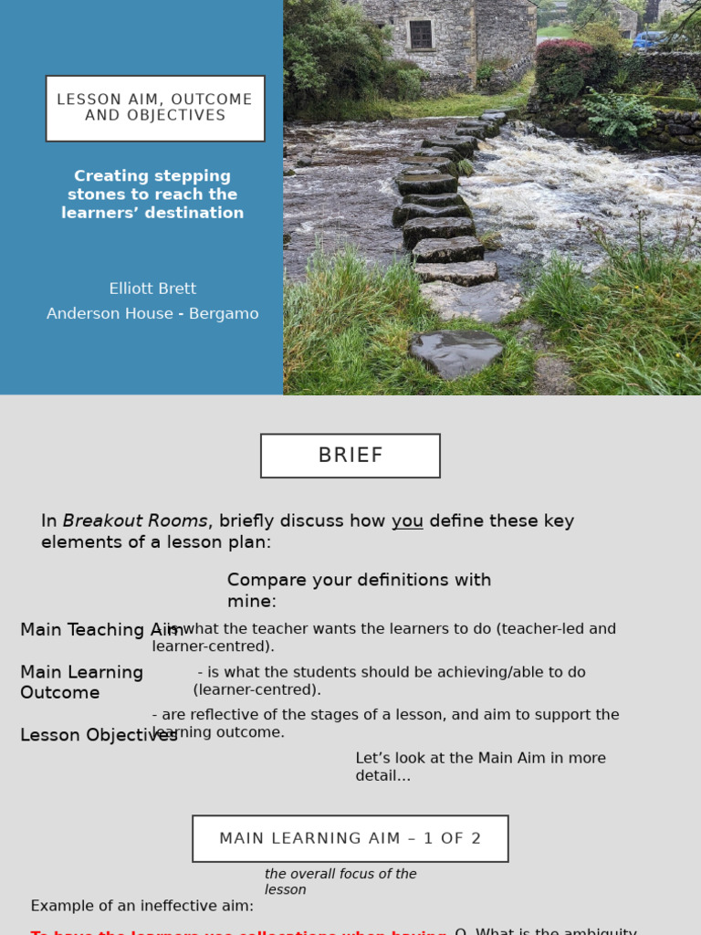 Lesson Planning: Aims, Outcomes, Objectives | PDF | Learning ...