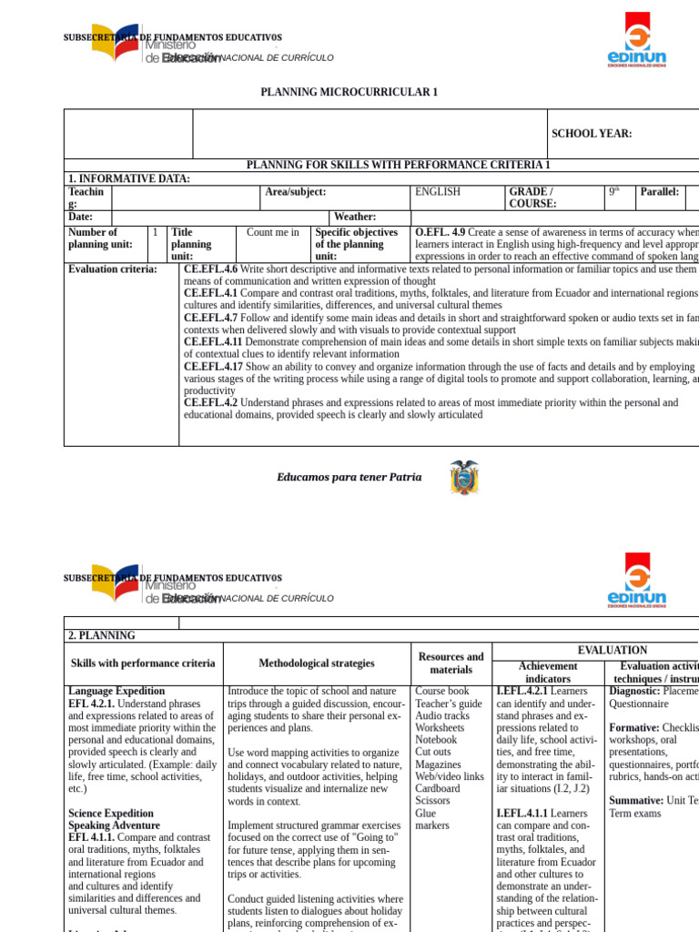 English Curriculum Planning for 9th Grade | PDF | Reading Comprehension ...