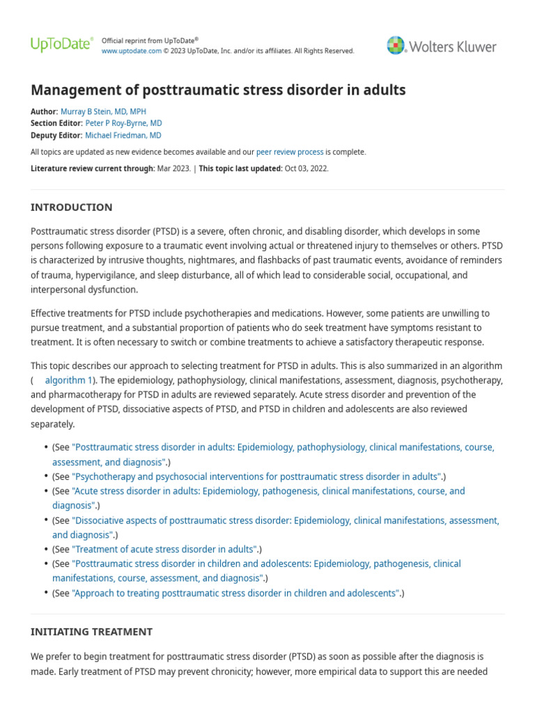 Management of Posttraumatic Stress Disorder | PDF | Selective Serotonin ...