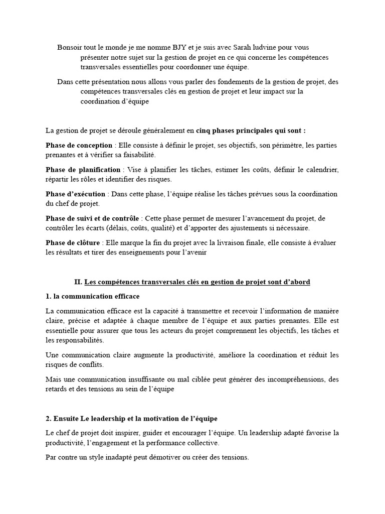 Compétences clés en gestion de projet | PDF | Gestion de projet