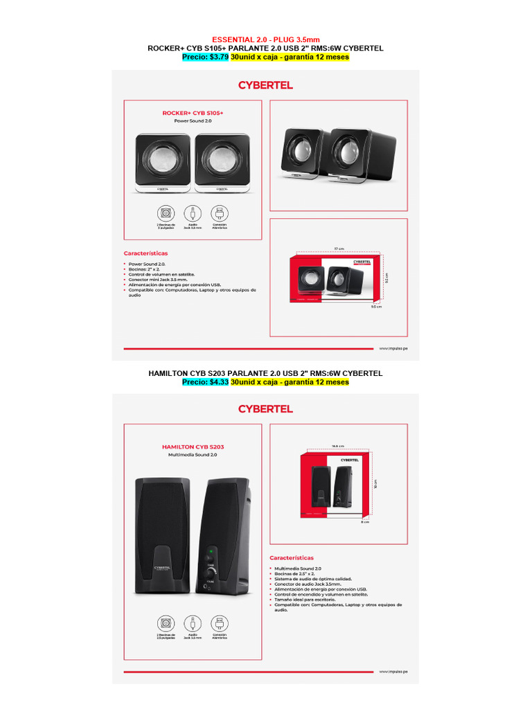 Parlantes 2.0 y 2.1 RGB USB y Jack | PDF | USB | Protocolos de capa física