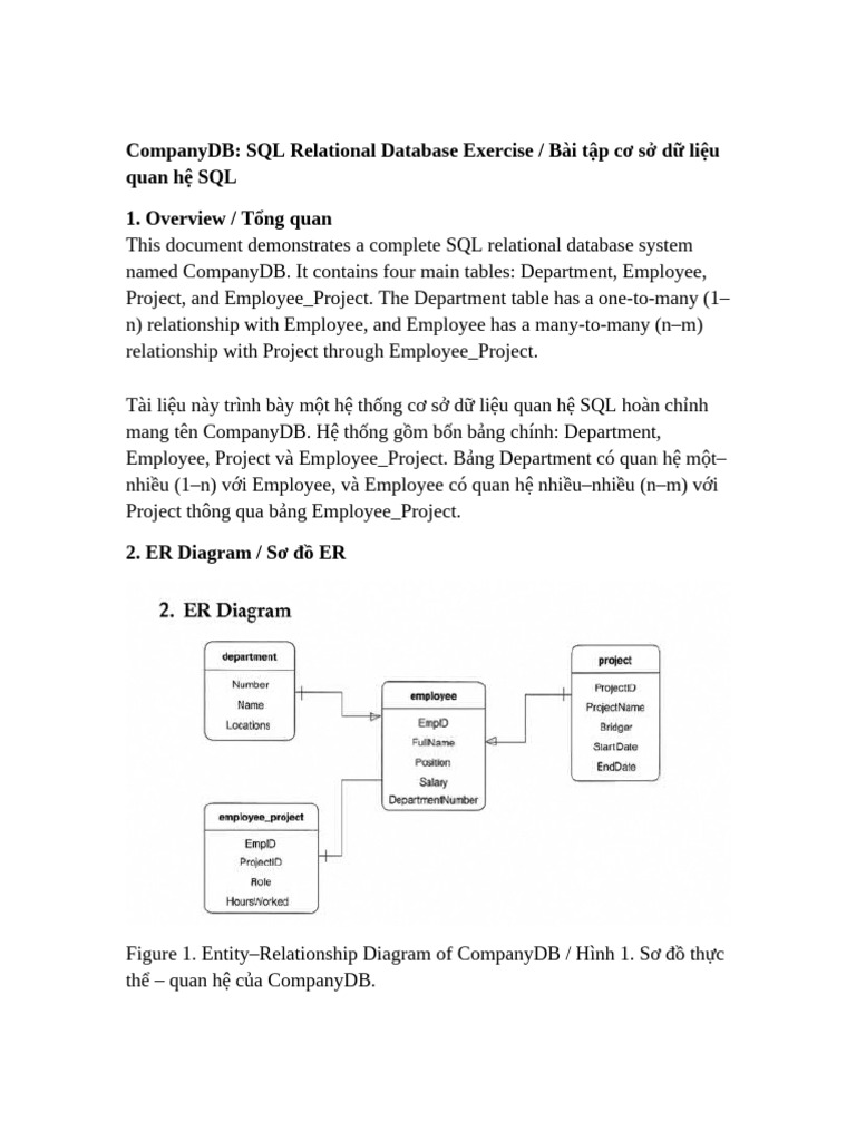 CompanyDB SQL Database Overview and Exercises | PDF | Data Management ...