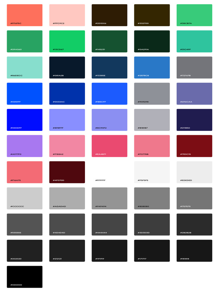 Color Palette Hex Codes List | PDF