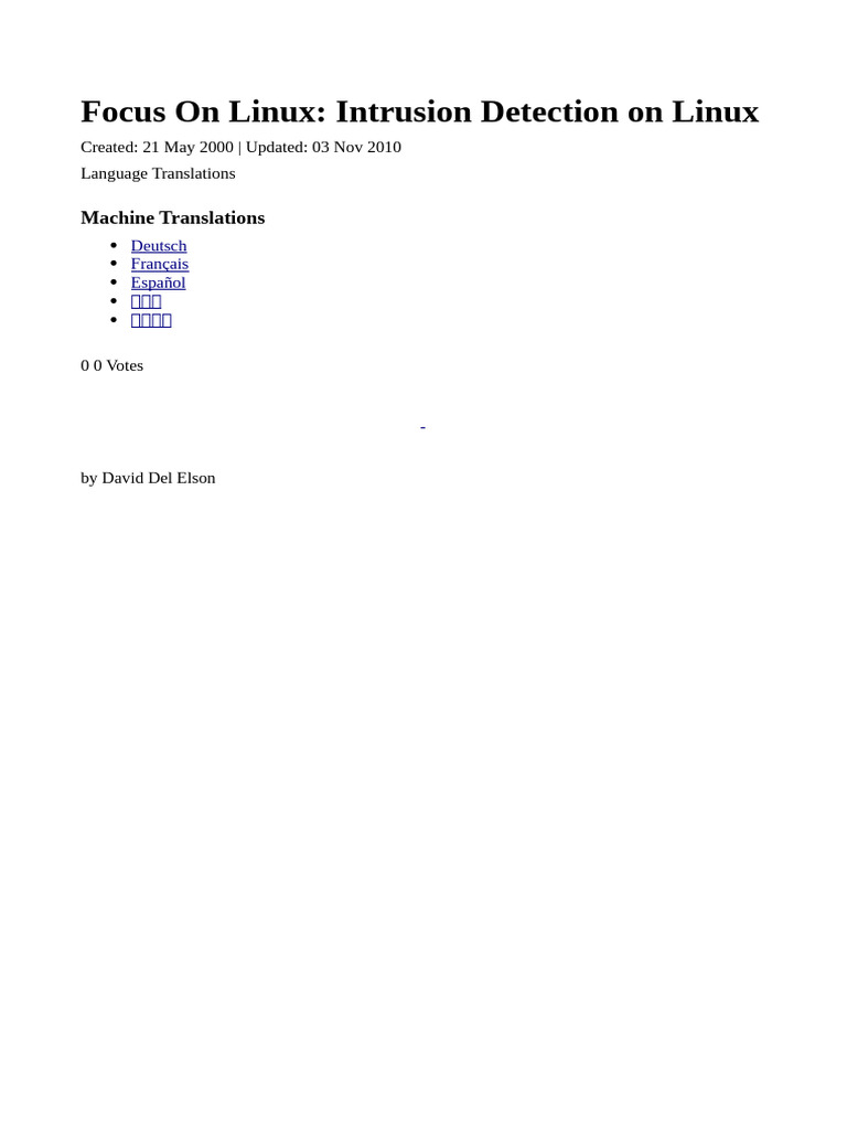 Linux Intrusion Detection Systems Guide | PDF | Port (Computer ...
