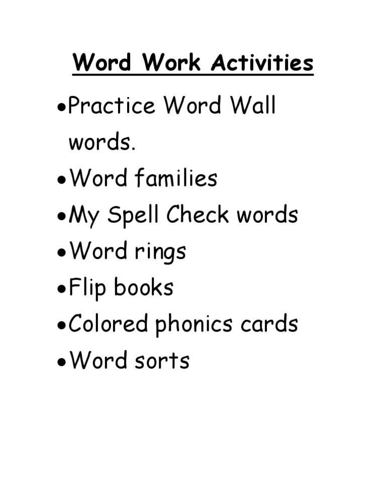 Word Work Activities | PDF