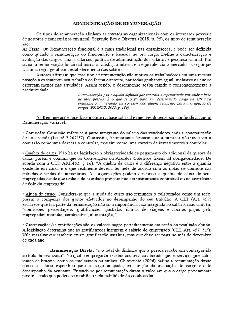 Tipos de Remuneração nas Organizações | PDF | Salário | Motivação