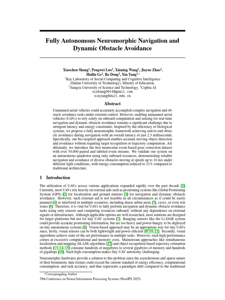Neuromorphic UAV Navigation & Obstacle Avoidance | PDF | Unmanned ...