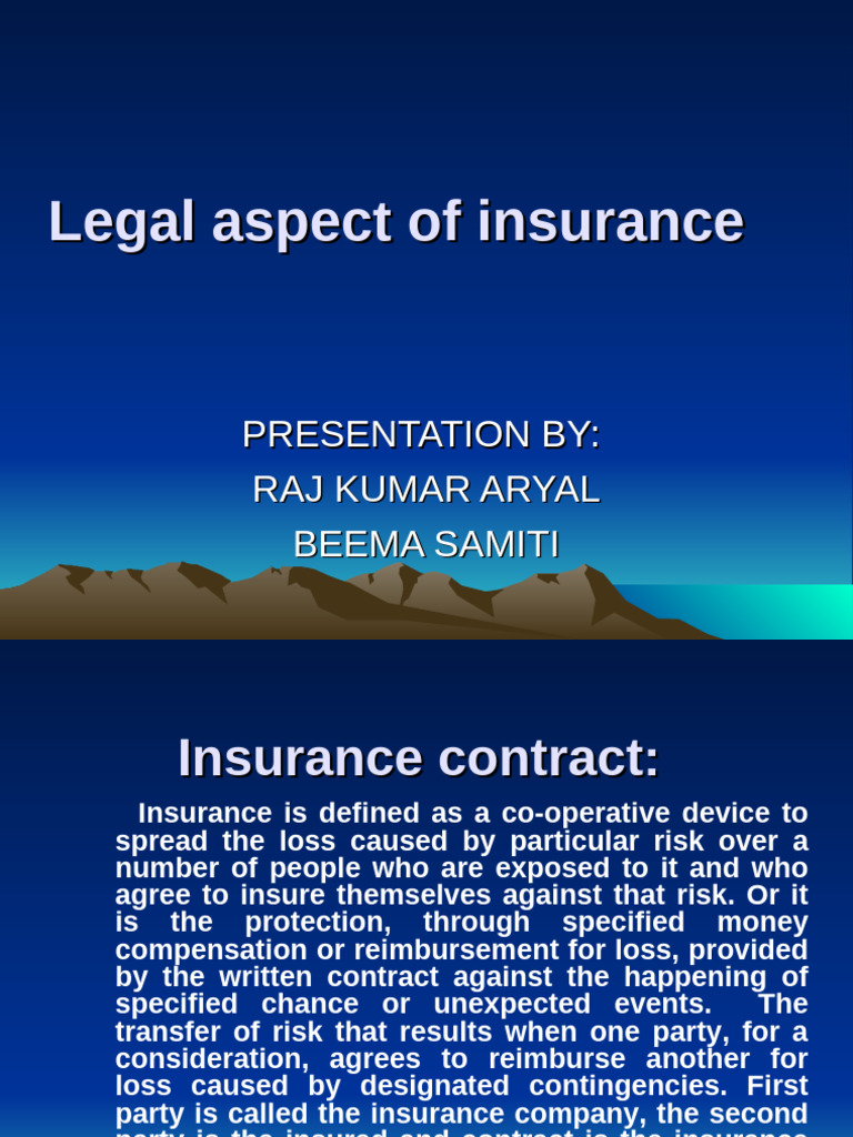 Legal Aspects of Insurance Contracts | PDF | Insurance | Insurance Policy