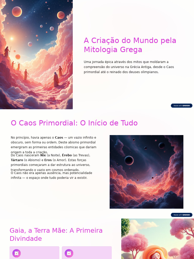 A Criacao Do Mundo Pela Mitologia Grega | PDF | Mitologia grega | Zeus