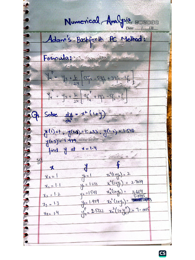 Adam's Bashforth PC Method | PDF