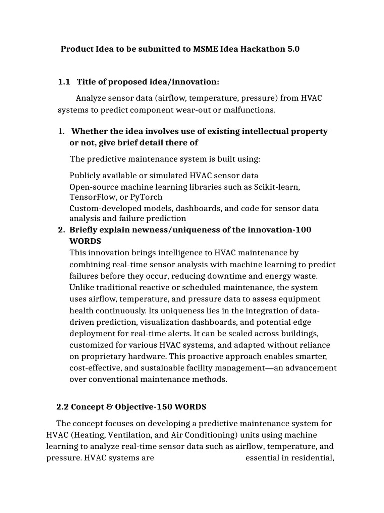 Proposal Template_MSME Idea Hackathon 5.0 (1) | PDF | Internet Of ...