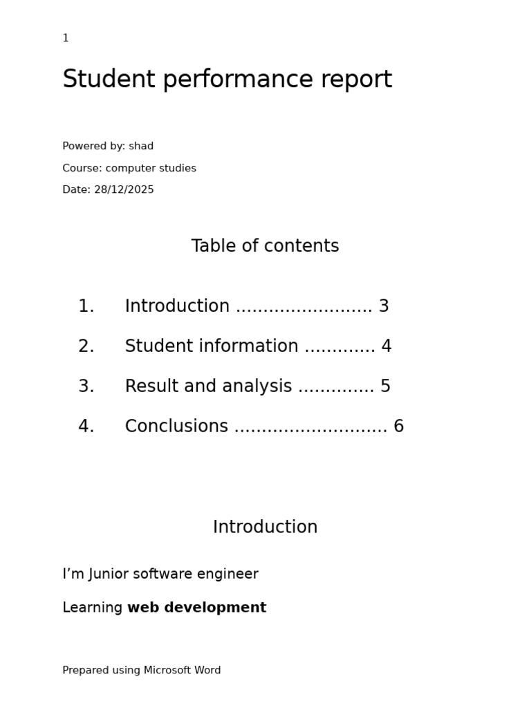 Student Report | PDF