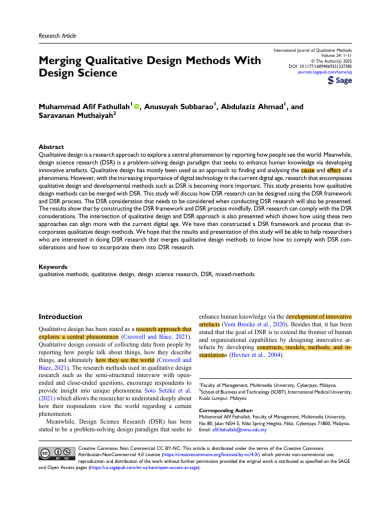 Merging Qualitative Methods with DSR | PDF | Methodology | Inquiry