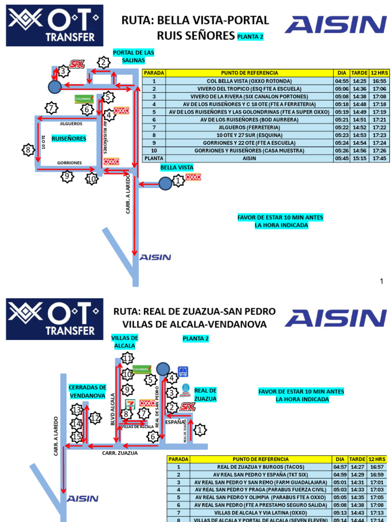 Rutas y Horarios de Transporte Personal | PDF | revolución mejicana