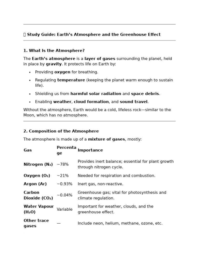 Earth Science Reviewer_earth's Atmosphere l3 | PDF | Atmosphere Of ...