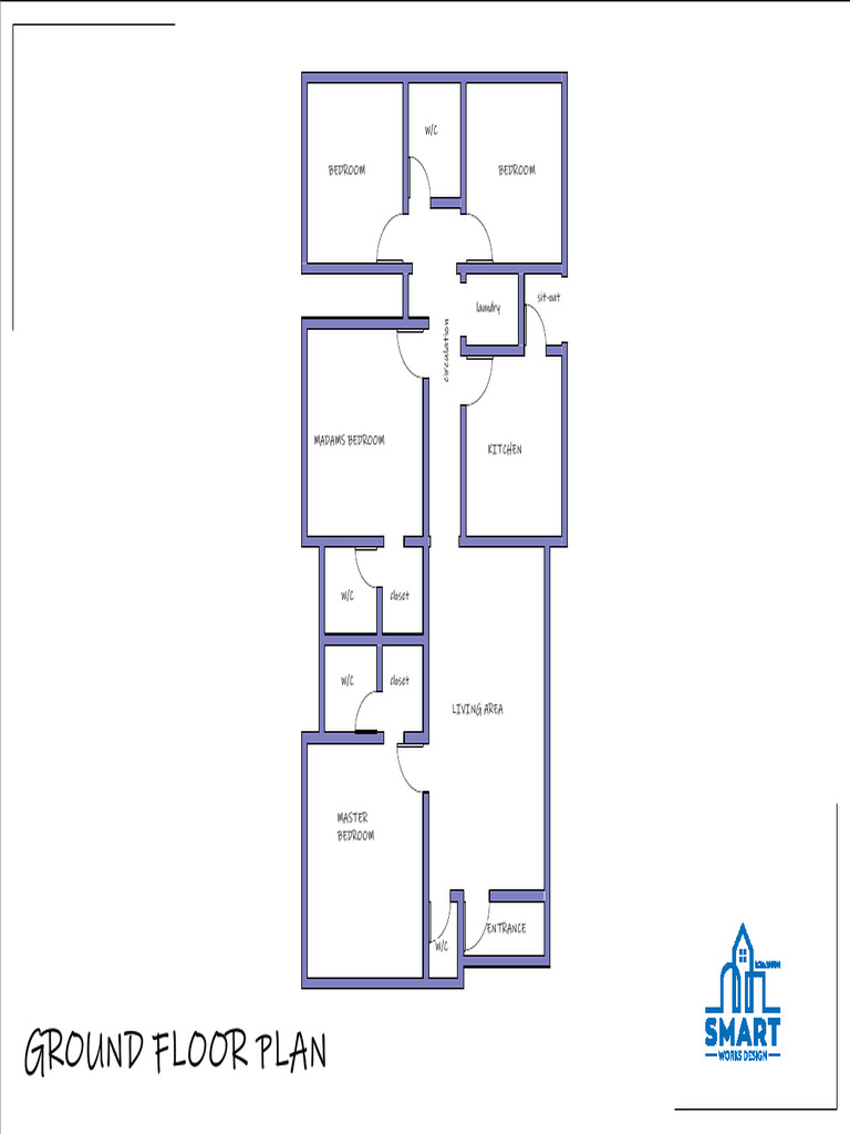 Ground Floor Plan with Bedroom Layout | PDF