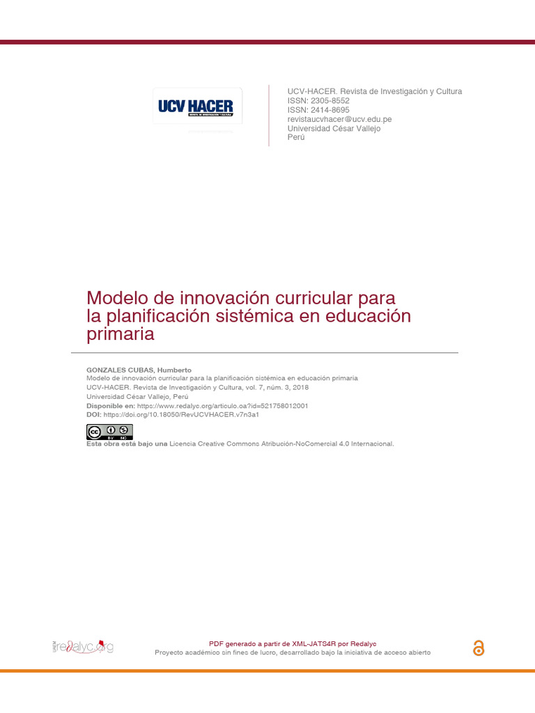 Modelo de Innovación Curricular en Primaria | PDF | Plan de estudios ...