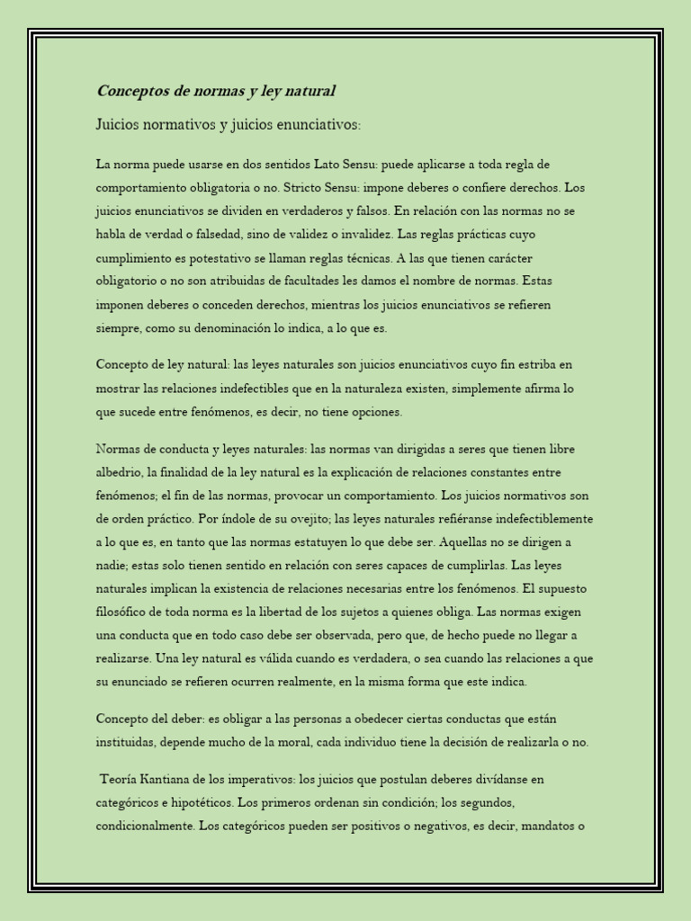 Normas, Ley Natural y Moral en Derecho | PDF | Moralidad | La Ley natural