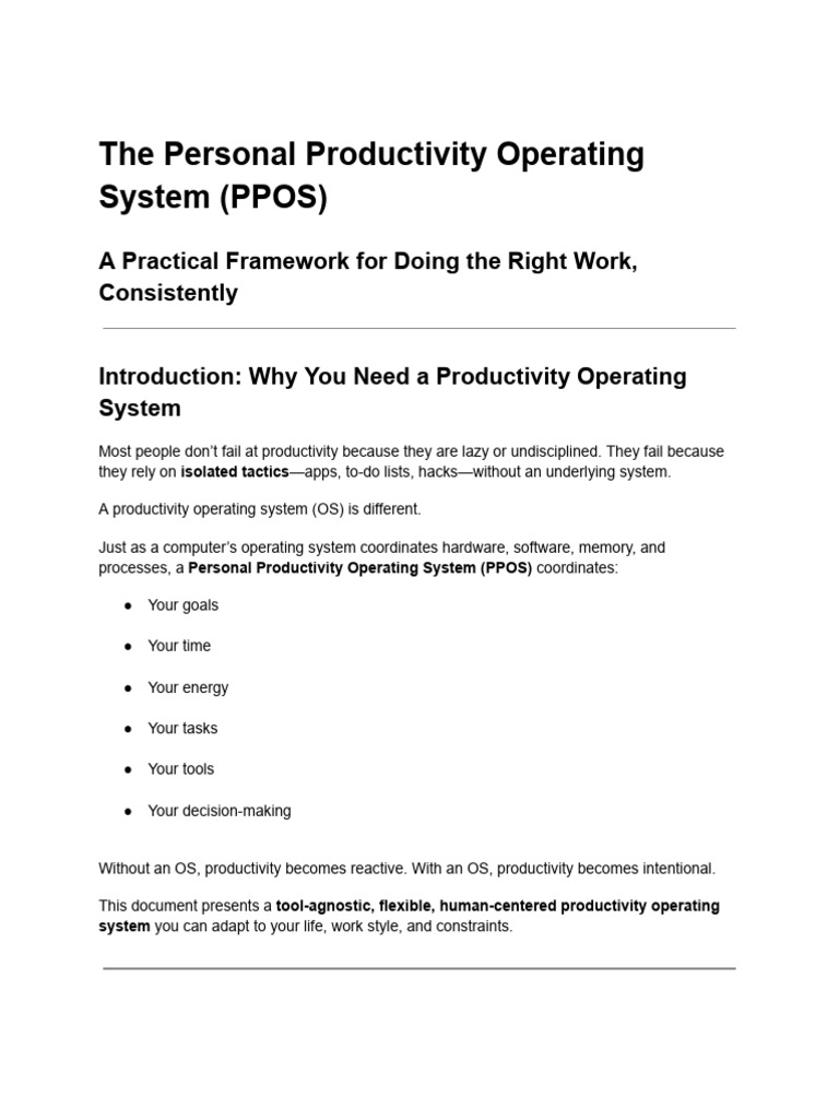 Personal Productivity Operating System Guide | PDF | Cognition