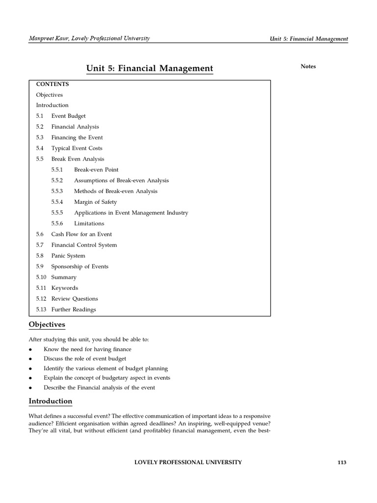 Event Financial Management Guide | PDF | Business Economics