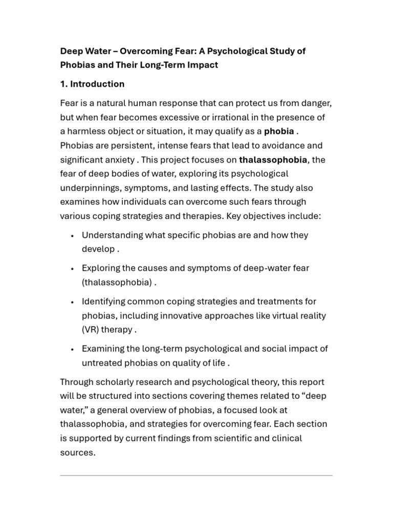 Thalassophobia: Understanding Deep Water Fear | PDF | Phobia | Fear