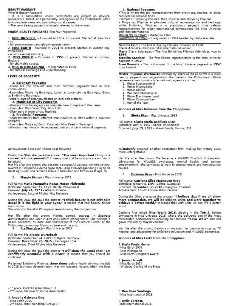 Beauty Pageant | PDF | Philippines | Entertainment Events