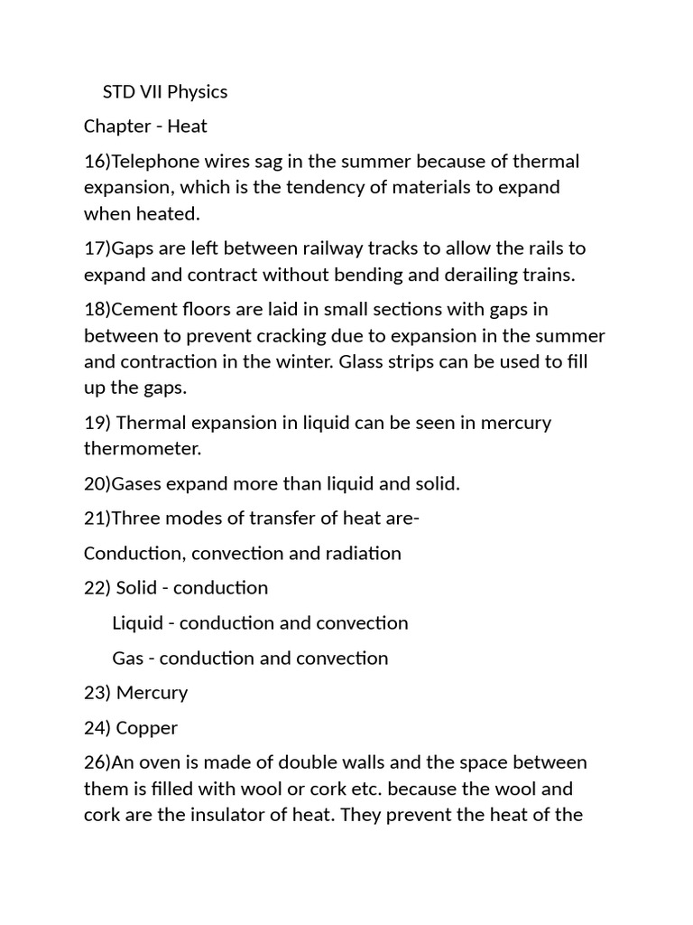 STD Vll Physics | PDF | Heat | Convection