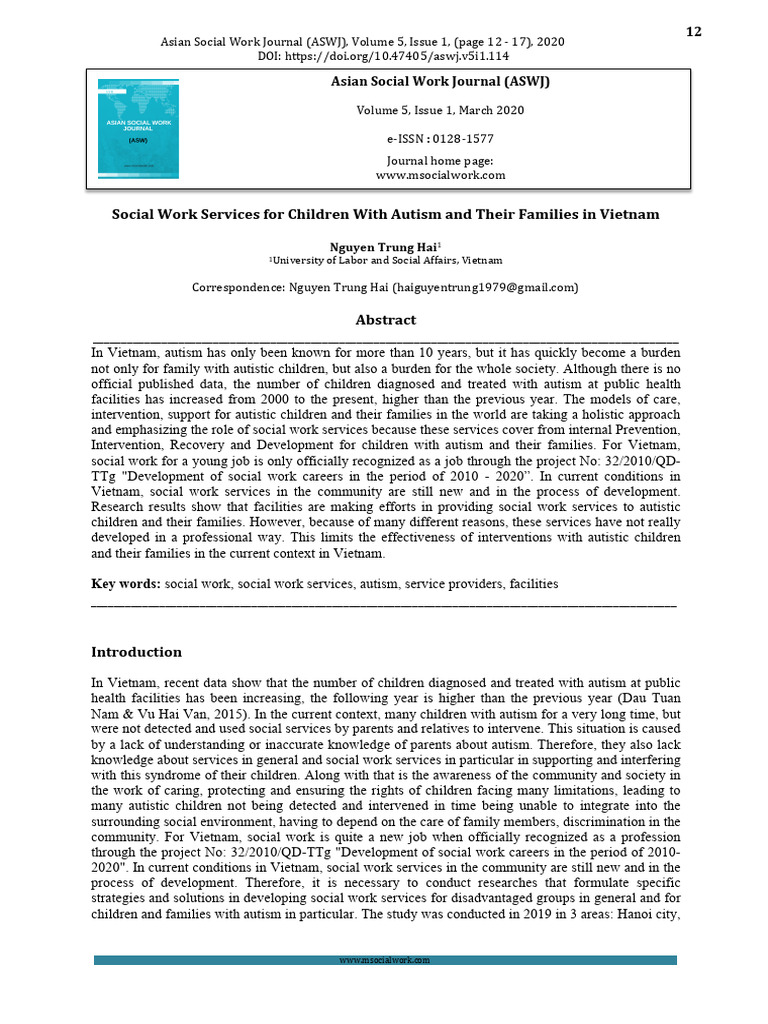 Social Work Services for Children With Autism and Their Families in ...