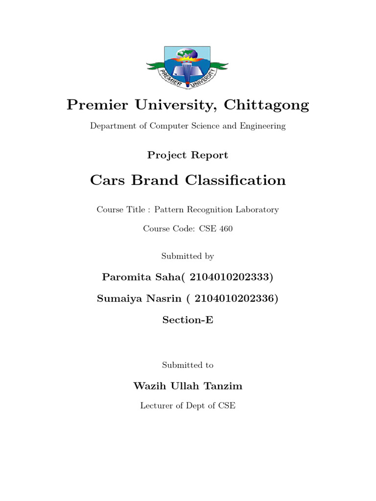 Car Brand Classification Project Report | PDF | Receiver Operating ...