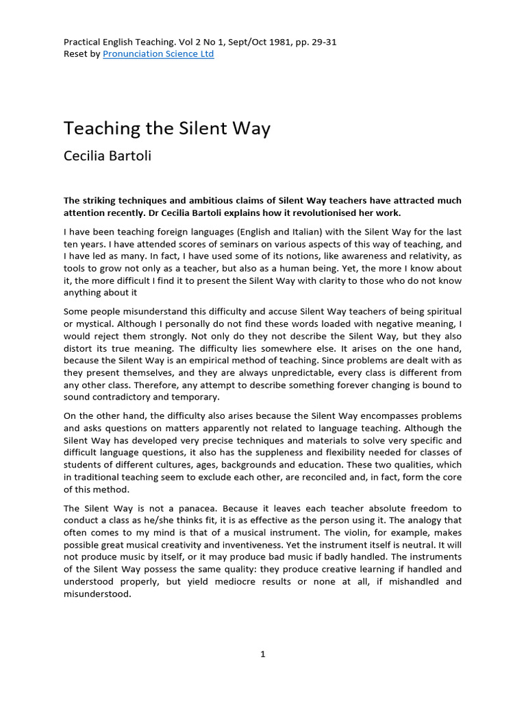 Understanding the Silent Way Method | PDF