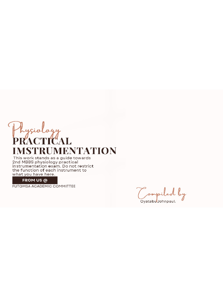 Physiology Practical Exam Instrumentation FUTOMSA | PDF