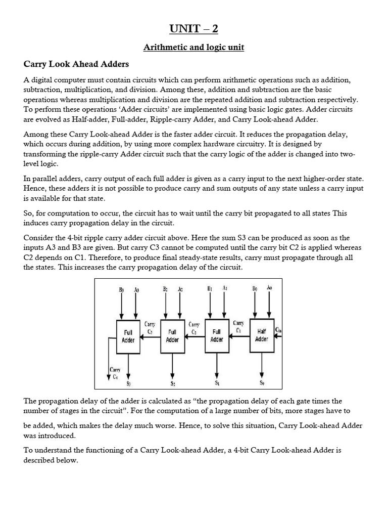 Carry Look-Ahead Adder Explained | PDF | Division (Mathematics ...