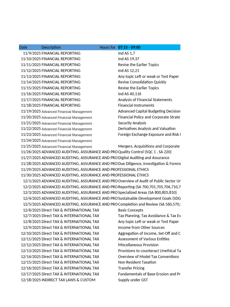 CA Final Study Plan for 2026 Exams | PDF | Taxes | Taxation In The ...