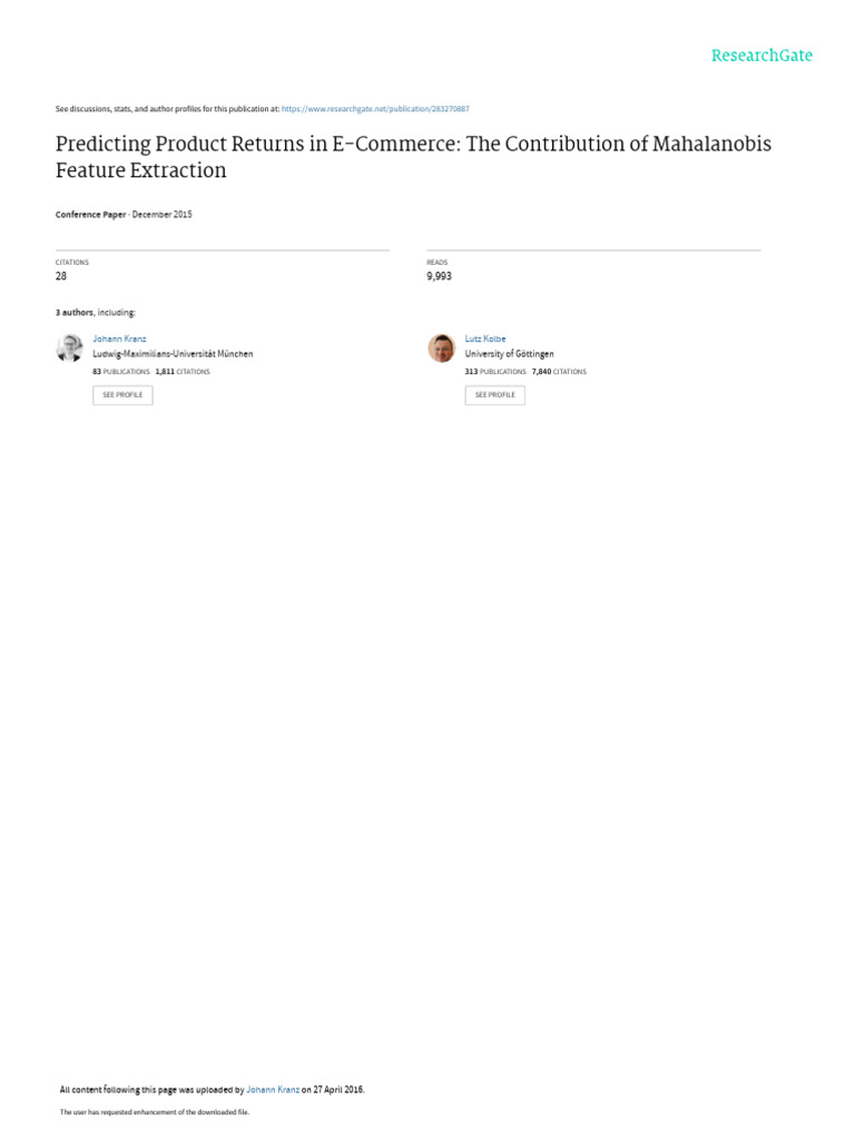 Predicting E-Commerce Product Returns | PDF | Retail | Machine Learning