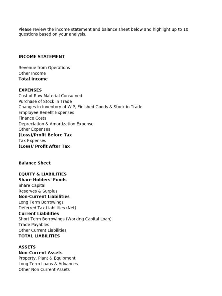 Income Statement and Balance Sheet Analysis | PDF